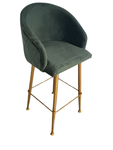 Modern Velvet Bar Chair with Gold Legs