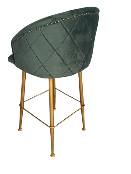 Modern Velvet Bar Chair with Gold Legs - Image 2
